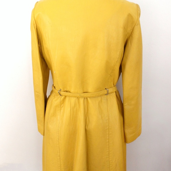 1960s vintage  manteau cuir jaune clouté yellow leather studded  jacket coat - Picture 6 of 16